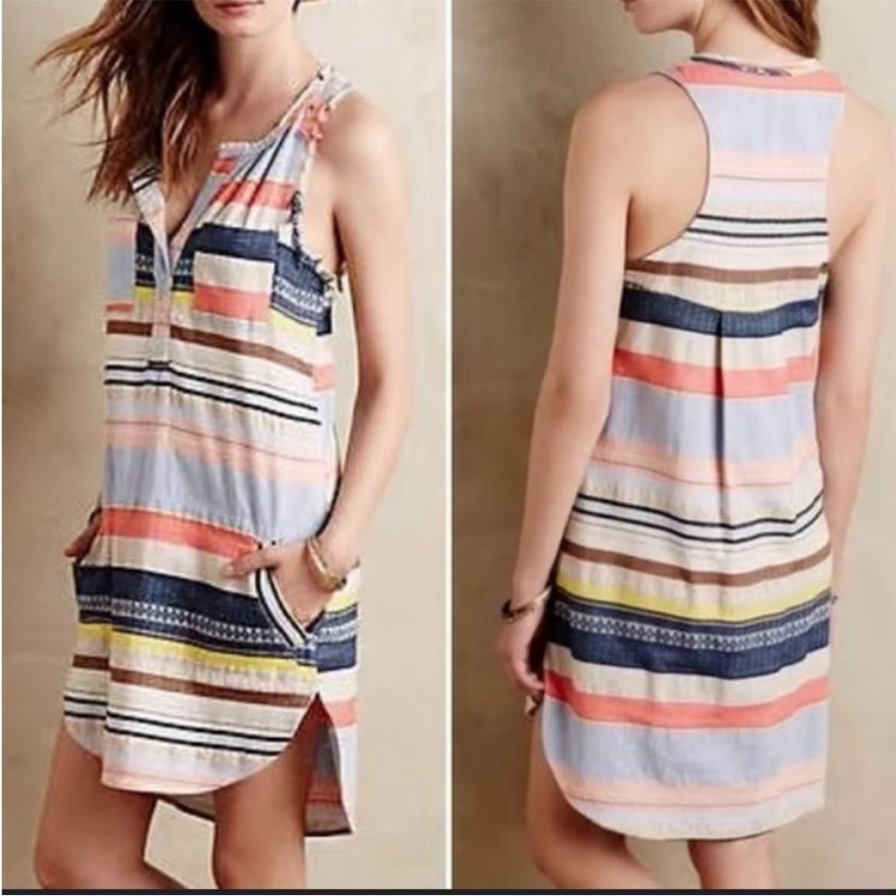 EUC Anthropologie Striped Mini Dress / Coverup - Small